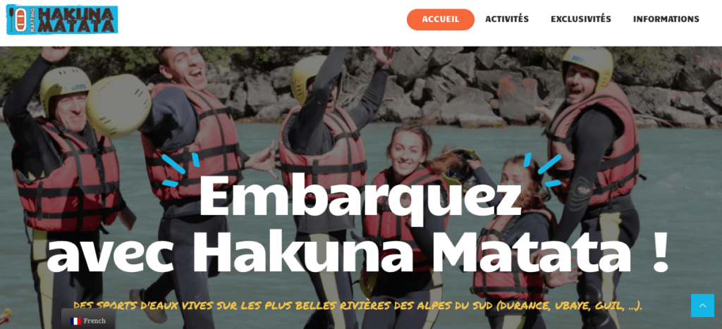 Hakuna matata, le spécialiste du Rafting à Embrun et rafting sur la rivière Durance en haute alpes